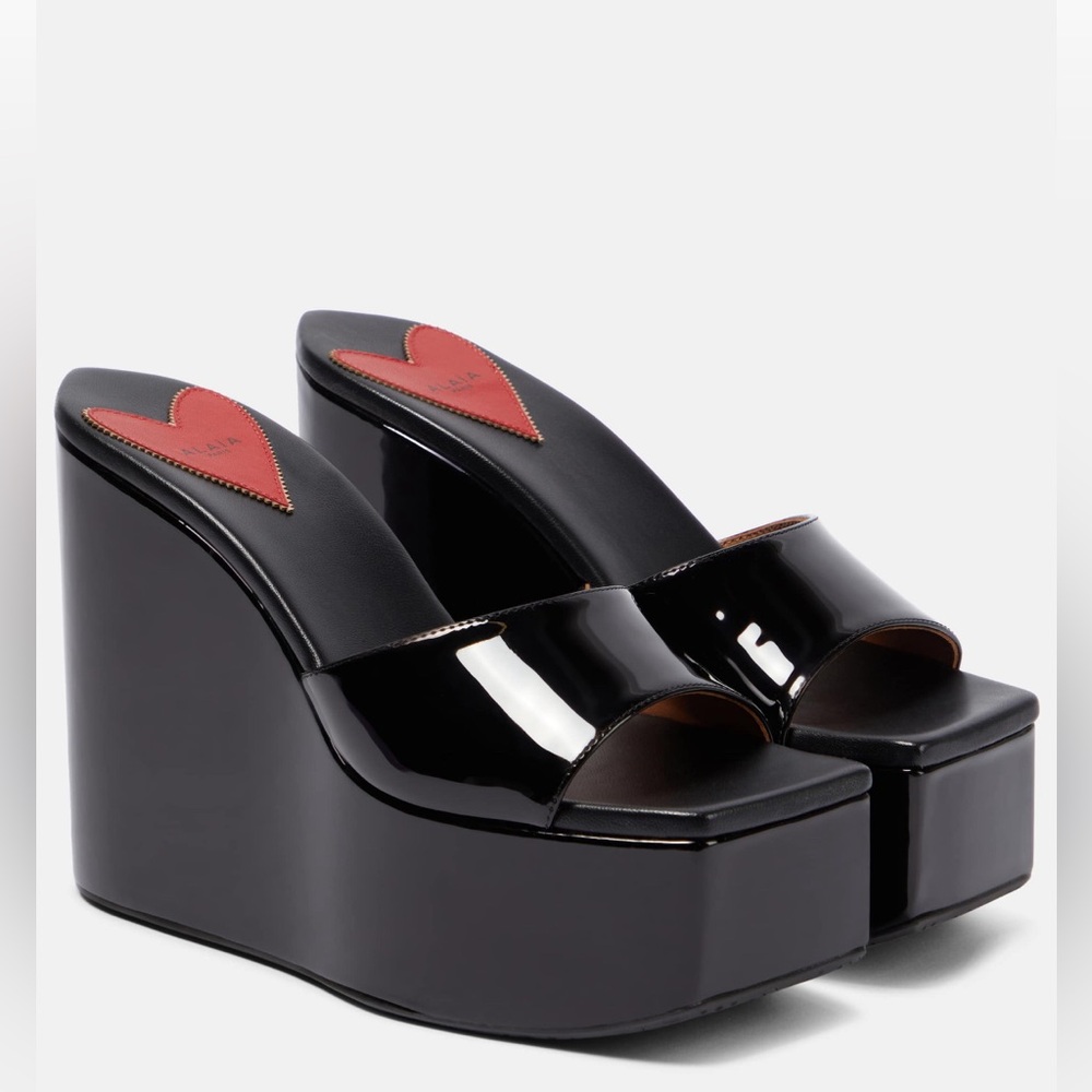 Alaïa Color Wedge 120 Patent leather platform wedge mules in size IT 41
